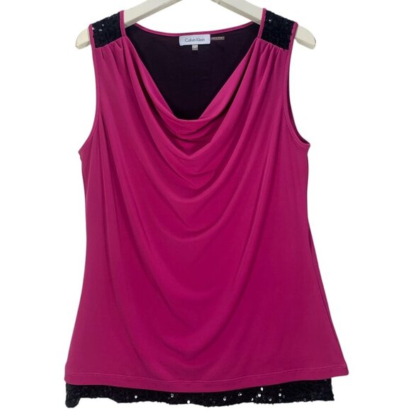 Calvin Klein sleeveless cowl-neck top pink camisole - Picture 1 of 5